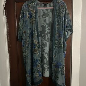 Torrid Blue Green Oversized 3/4 Sleeve kimono
